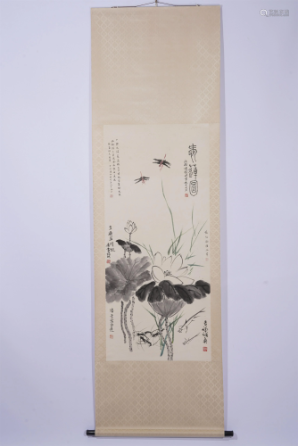 A CHINESE PAINTING OF LOTUS POND