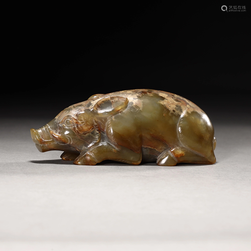 Ancient jade pig paperweight