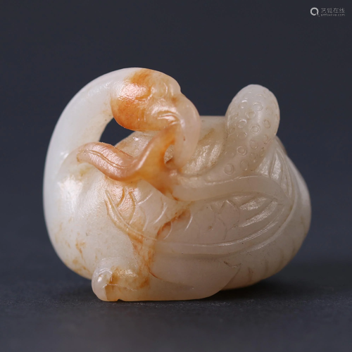 A Chinese white jade carved goose.