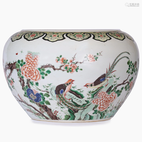 A big Chinese famille rose porcelain jar.