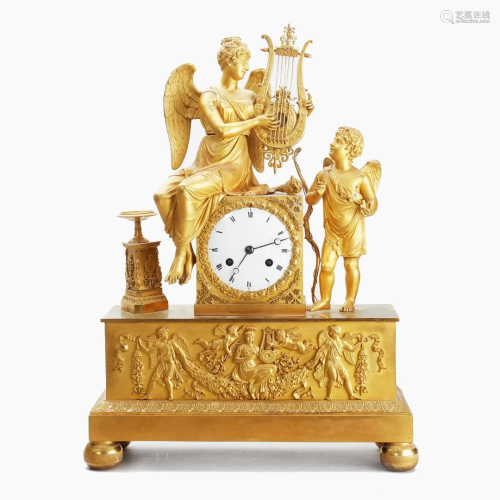 French gilded table clock.