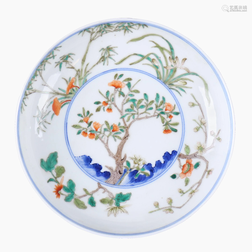 A Chinese 'DOUCAI' porcelain plate.