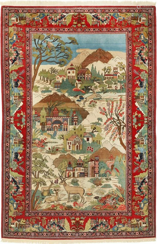 Keshan Antique Carpet, Iran, Handknotted, 135 x 212 cm.