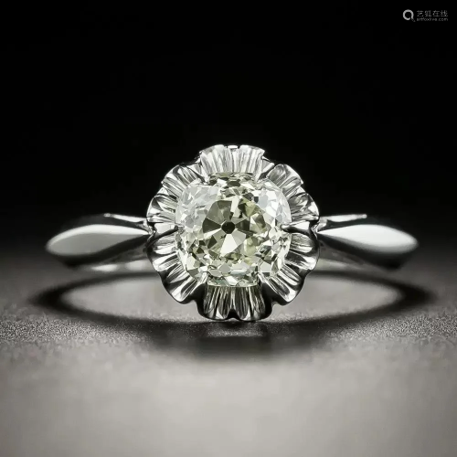 18k white gold ring with a 1.12 carat european-cut