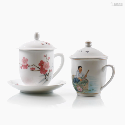 Two Chinese famille rose tea cups.