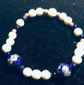 Bracelet, Cloisonne/Coral, Estate Jewelry