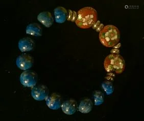 Genuine Lapis Lazuli accent Designed Cloisonne Bracelet