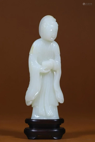 Qing Dynasty - White Jade Avalokitesvara Standing