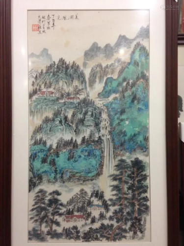Chinese Paper Painting with Frame