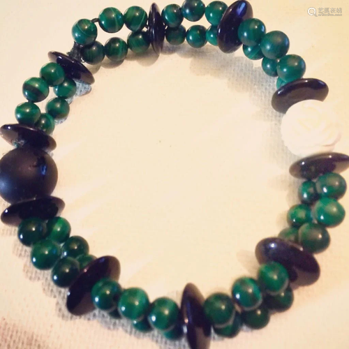 Bracelet, Malachite w/Onyx