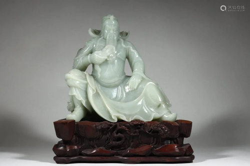 Qing Dynasty - White Jade Guan Yu Ornament