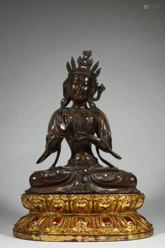 Qing Dynasty - Agarwood Avalokitesvara Sitting Figure