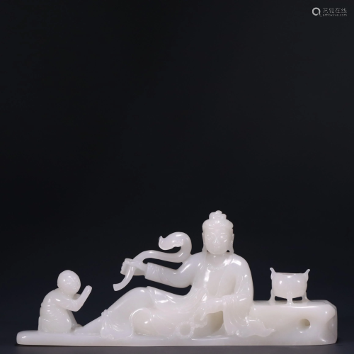 Qing Dynasty - White Jade Avalokitesvara Ornament