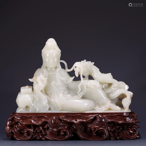 Qing Dynasty - White Jade Avalokitesvara Ornament