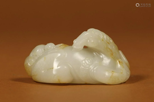 Qing Dynasty - White Jade Horse Ornament