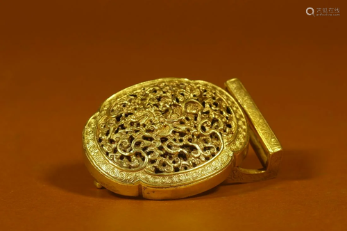 Gilt Silver Auspicious Beast Belt Buckle