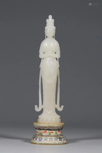 Qing Dynasty - White Jade Avalokitesvara Standing