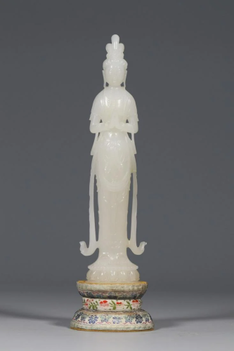 Qing Dynasty - White Jade Avalokitesvara Standing
