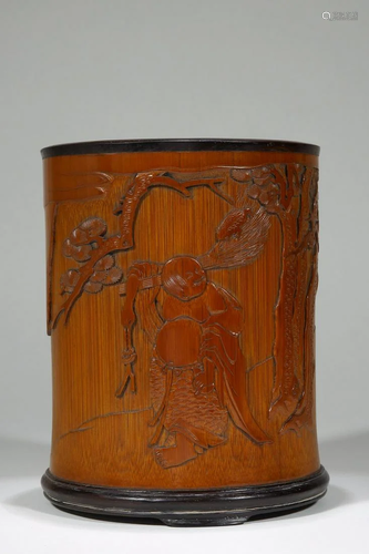 Qing Dynasty - Bamboo Stationary Brush Pot