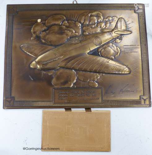 A 1941 calender, bronze finish signed by Alex Henshaw, air r...