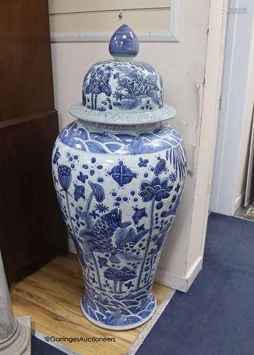 A large Chinese blue and white vase