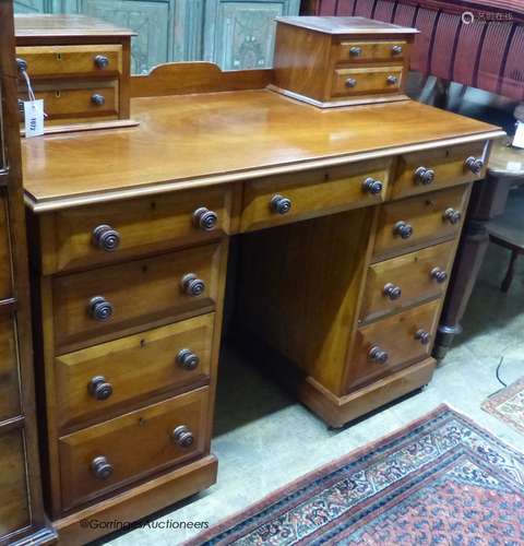 A Victorian mahogany pedestal desk marked Amice Hotton, Jers...