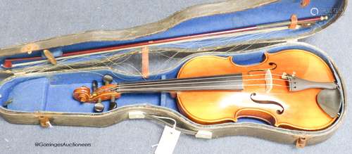 A student violin in case