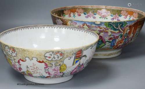 An 18th century Chinese Export famille rose punch bowl and a...