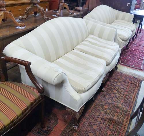 A pair of Georgian style two-seater settees. W-176, D-88, H-...