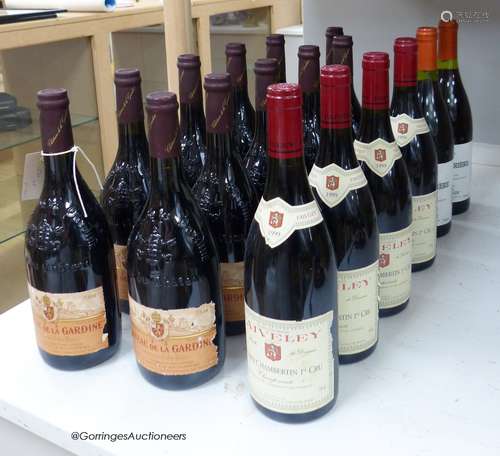 Eleven bottles of Chateau de la Gardine, four bottles of Fai...