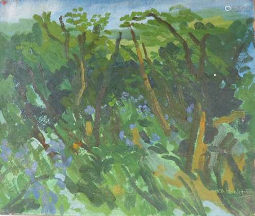 Muriel Pemberton, oil on canvas, Sketch of a hedgerow, signe...