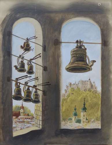 Walter Trier (1890-1951), ink and watercolour, Bells of the ...