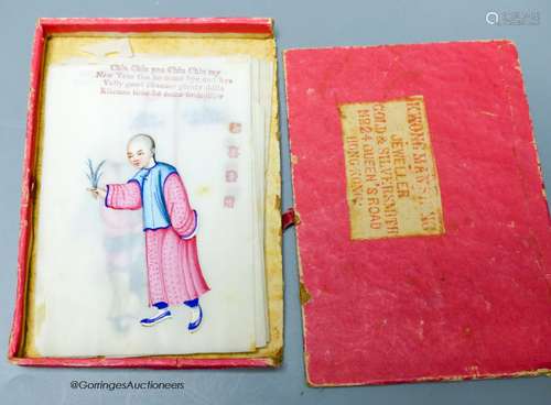 A set of Chinese New Year paintings on rice paper, the box w...