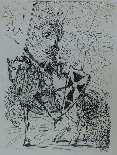 ??Known forgery of S. Dali, etching, El Cid, 18 x 23cm