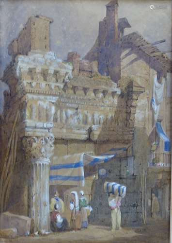 Samuel Prout (1783-1852), watercolour, The temple of Pallas ...