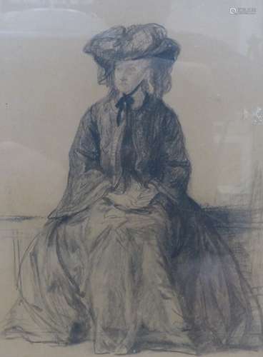 Frances Dodd (1874-1949), charcoal drawing, Portrait study o...