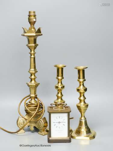 A Matthew Norman brass carriage clock, No.1754 together with...