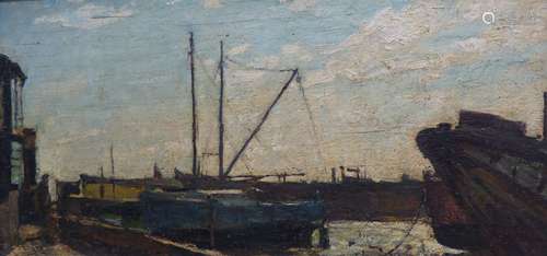 Edward King, oil on panel, Langston Harbour, Portsmouth, sig...