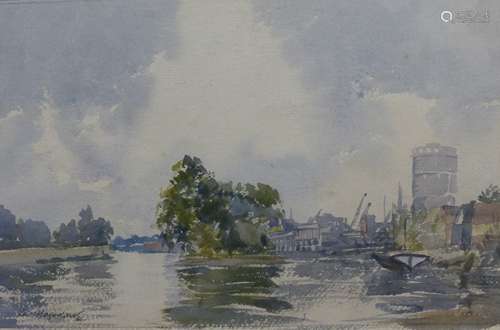 Karl Hagerdon, watercolour, The River at Brentford, signed a...