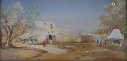 Harold Harvey, watercolour, Outside North Wall, Jerusalem, s...