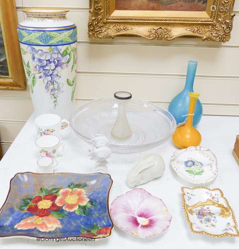 A collection of mixed European ceramics, including a Meissen...