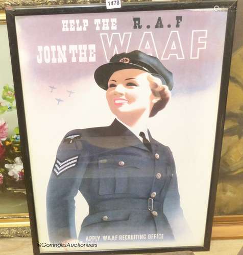 An Abram Games RAF recruitment poster Help RAF, join the WAA...