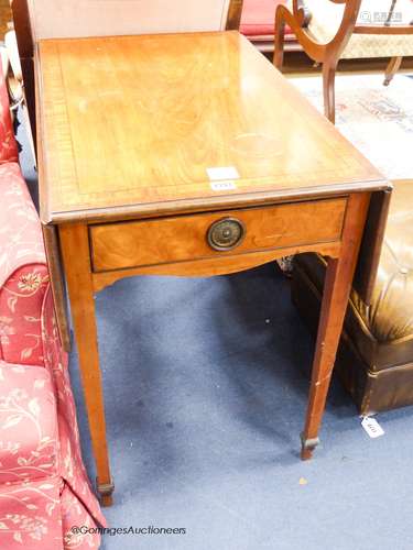 A George III rosewood banded satinwood Pembroke table, width...