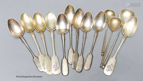 A small collection of Russian 84 zolotnik spoons including a...