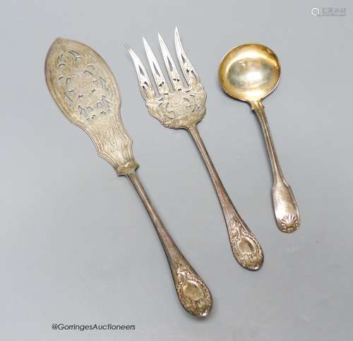 A pair of Victorian engraved silver fish servers, Sheffield,...