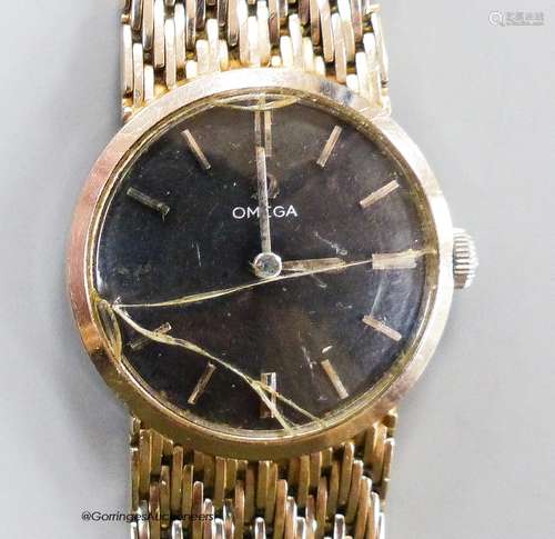 A lady's 750 white metal Omega manual wind wrist watch, over...