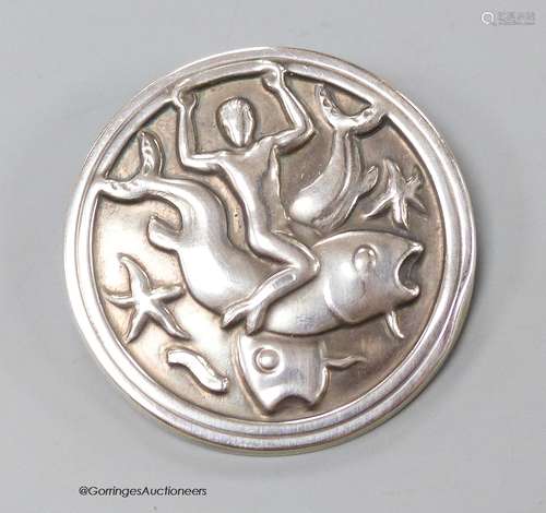 A Georg Jensen sterling circular brooch, design no. 285, dep...