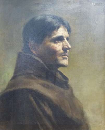 Victorian School, oil on canvas, Portrait of a monk, 41 x 51...