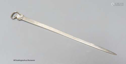 A Georg III silver meat skewer, London 1764, 32.5cm, 115 gra...