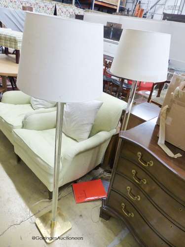 A pair of modern lucite column and brass floor lamps,H-148cm...